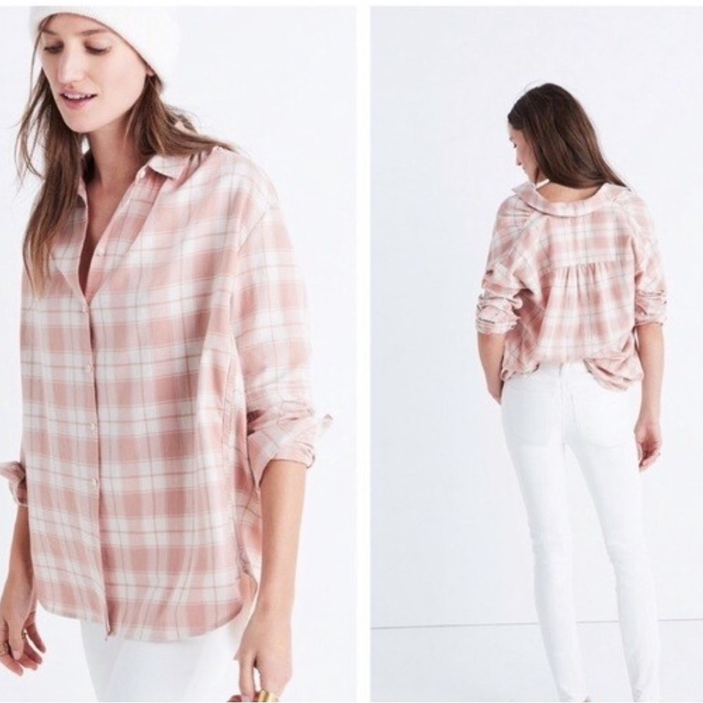 Madewell Central Danville plaid cotton button down Size XS oversized fit